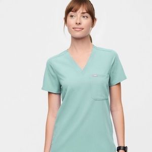 Figs Catarina One-Pocket Scrub Top - Sea Glass XXS